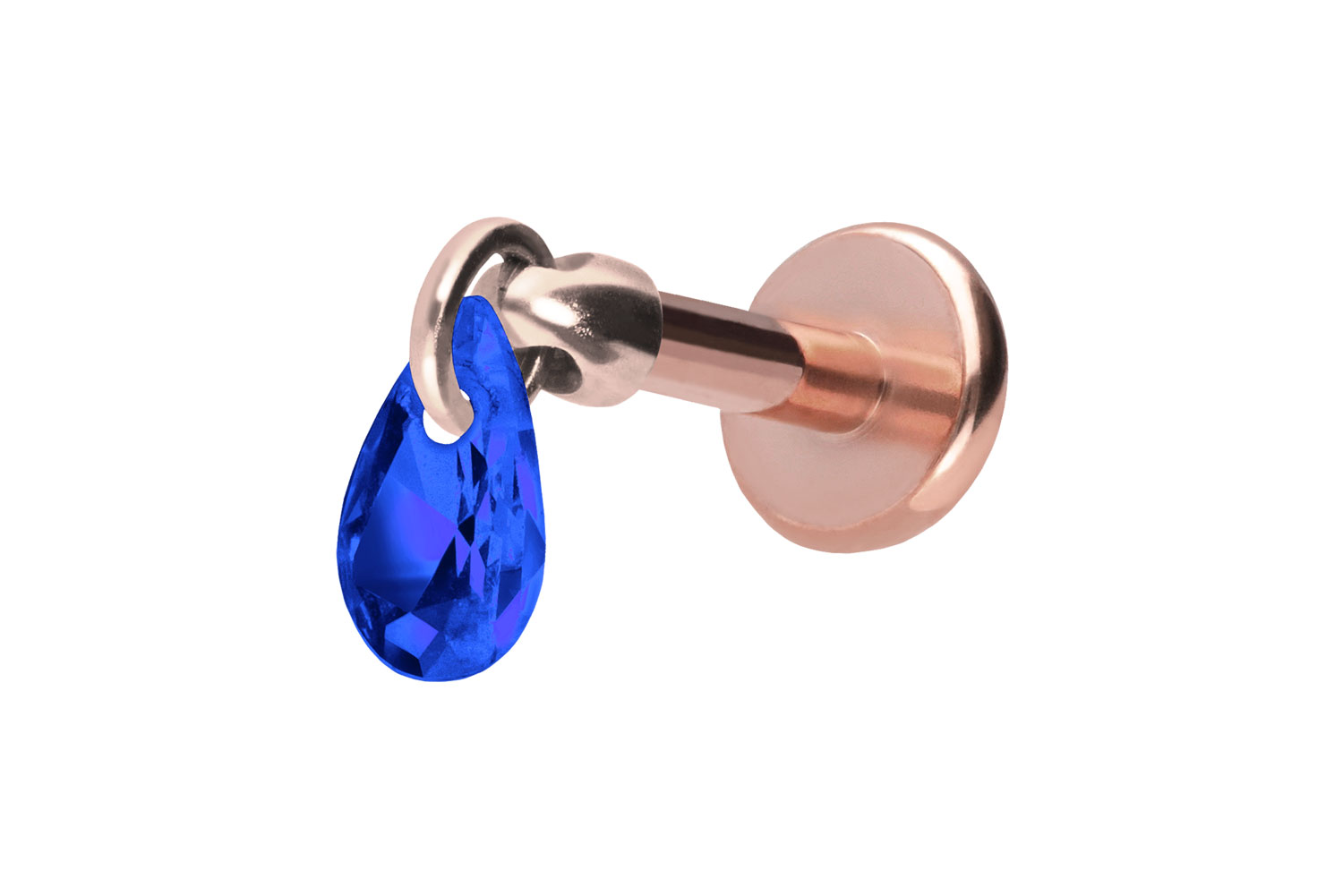 Titan Labret Piercing mit Push Fit KRISTALLTROPFEN